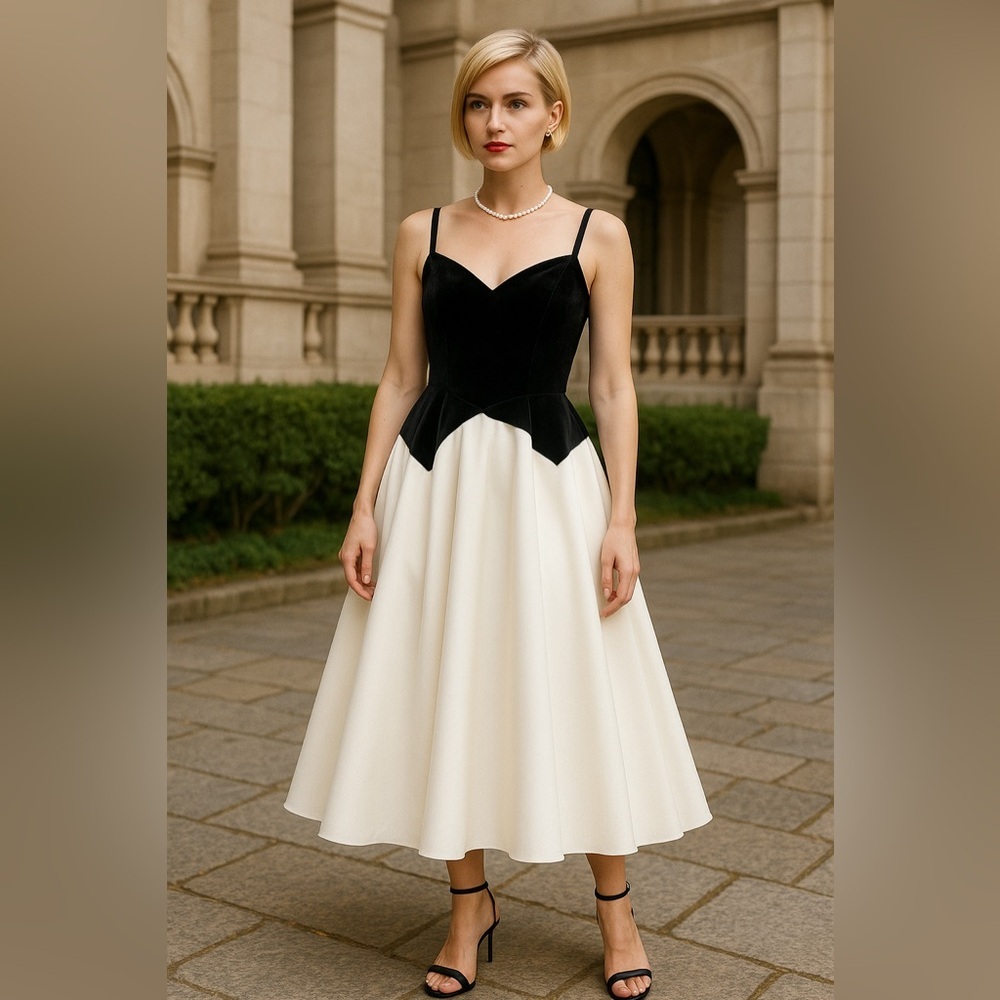 Velvet Grace A-Line Midi Dress